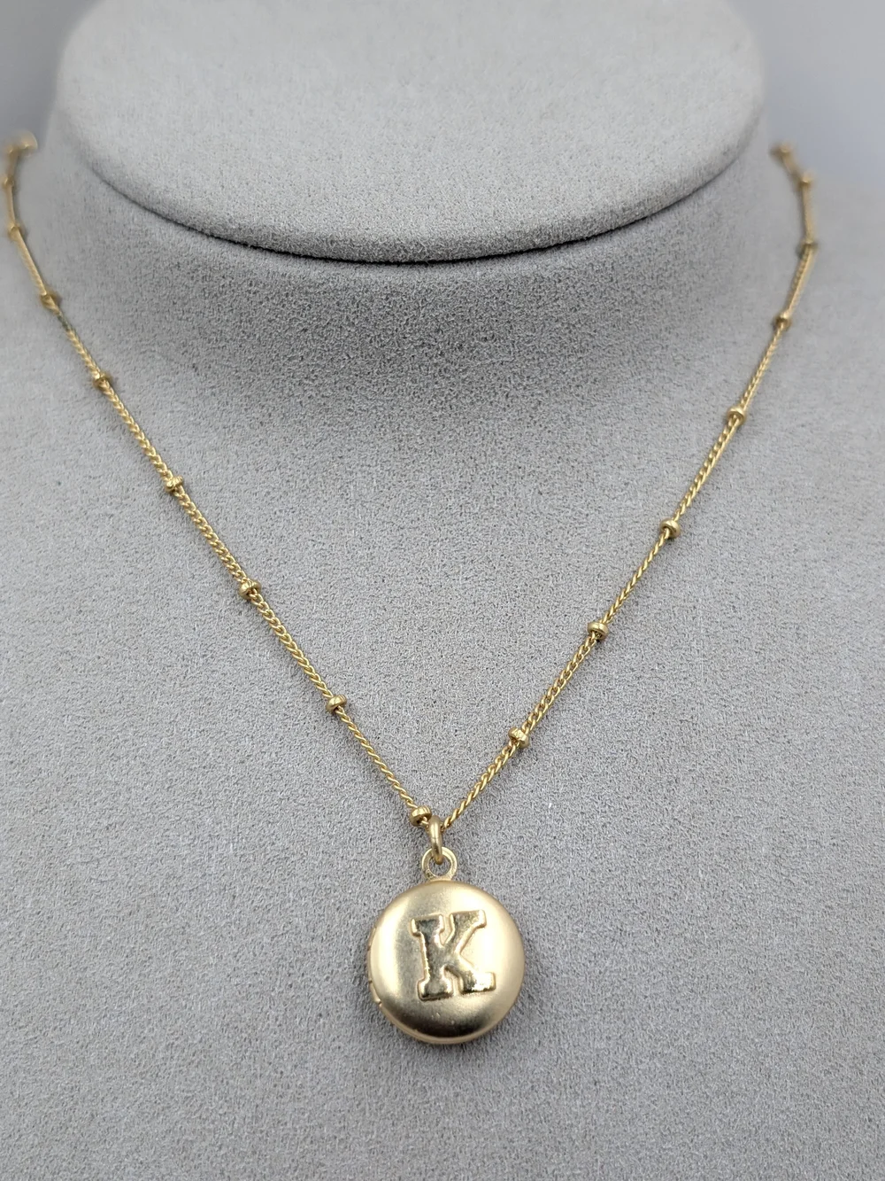 Spartina 449 Initial K Mini Round Locket Necklace Gold | M170